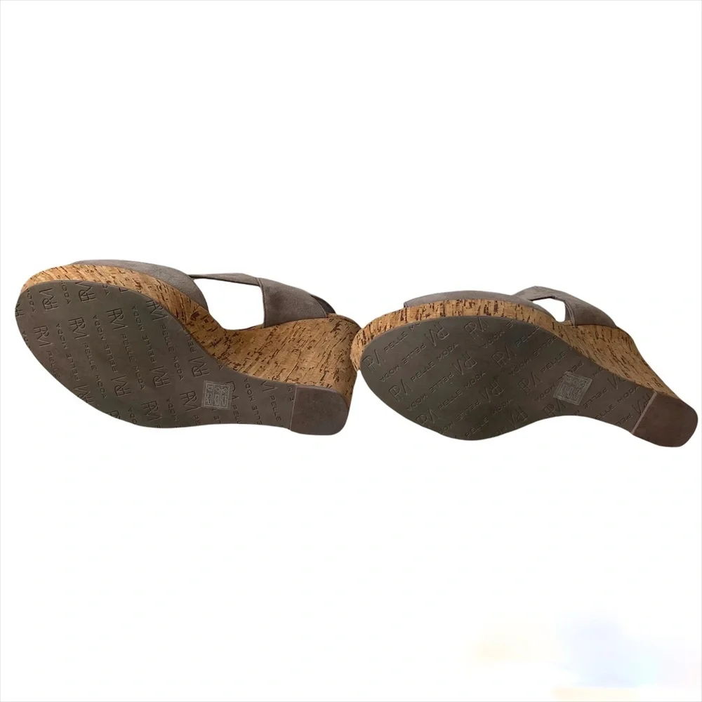 Gray Suede Crisscross Wedge Sandals Size 8.5 - Picture 6 of 9